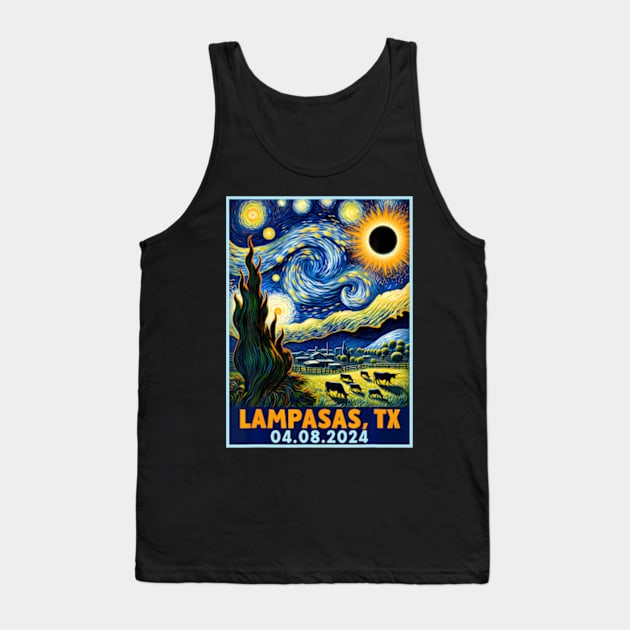 Total Solar Eclipse 2024 Lampasas Texas Starry Night Tank Top by SanJKaka